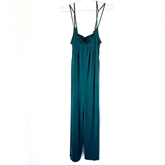 urban outfitters emerald green wide leg jumpsuit - Picture 6 of 6